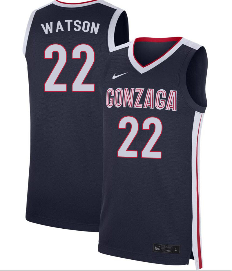 Men #22 Anton Watson Gonzaga Bulldogs College Basketball Jerseys Sale-Navy